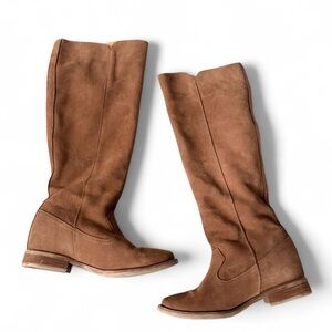 Brown Suede Knee-High Women's Boots
